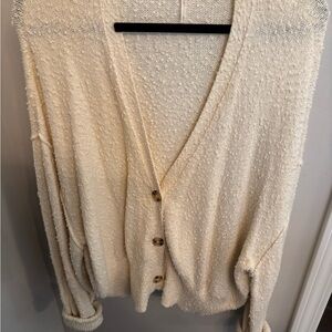 Free People Cream Textured Cardigan